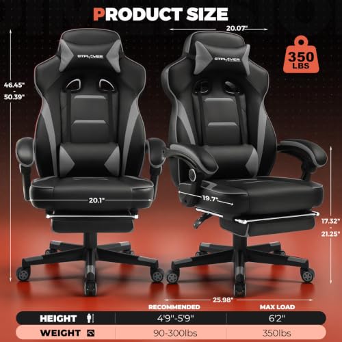 Heavy Duty Ergonomic Gaming Chair, 350lb Capacity High Back Office Chair