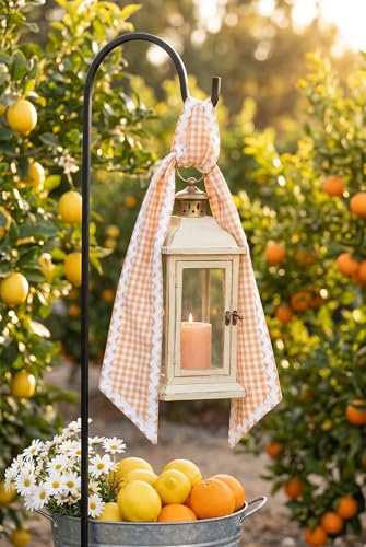 Orange Gingham Wreath Sash Set of 2 with Scalloped Ric Rac Trim, 4.5 x 56"