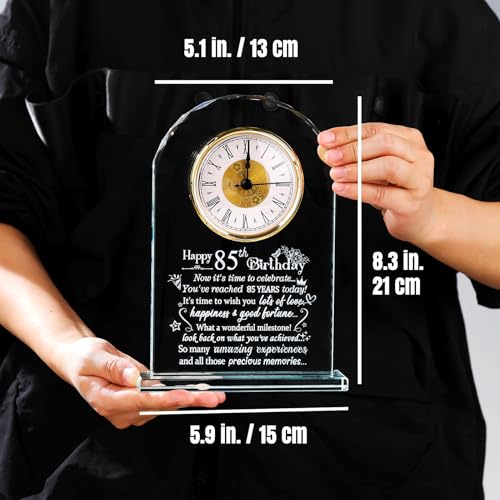 85th Birthday Glass Quartz Clock Keepsake Gift for Him or Her