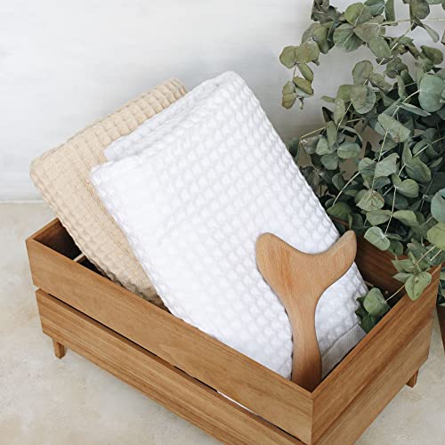 Waffle Hand Towel - 100% Cotton Quick-Dry Bathroom & Kitchen Towel, Beige