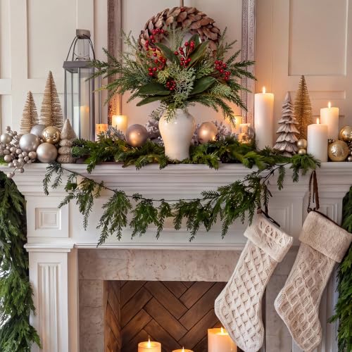 Magnolia Berry Christmas Table Centerpiece - Artificial Holiday Decor for Small Spaces