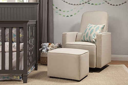 Nursery Glider Chair with Storage Ottoman - 360° Swivel Rocker, Cream