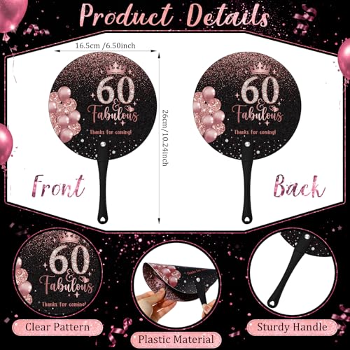 50-Piece 60th Birthday Party Favor Set with Fans and Thank You Cards