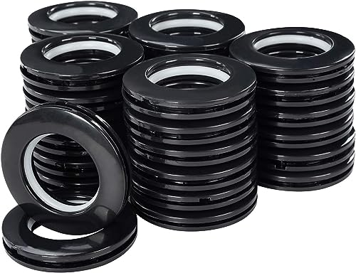 16-Pack 40mm Snap-Together Curtain Grommets, Matte Black Low-Noise ABS