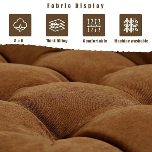 Square Corduroy Floor Pillow 18x18 Tufted Seat Cushion for Living Room