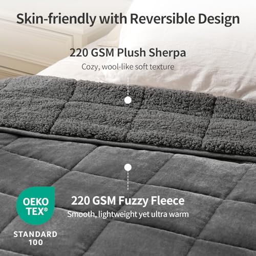 Weighted Blanket for Adults 15 lbs Queen Size 60x80 Plush Sherpa Throw