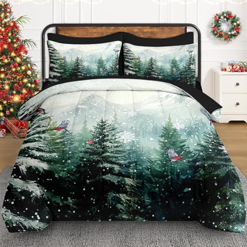 WeCozy King Christmas Tree Comforter Set with Sheets - 7 Pieces Winter Bedding