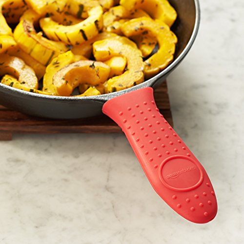 Heat-Resistant Silicone Pot Handle Cover, Non-Slip Skillet Grip, Red