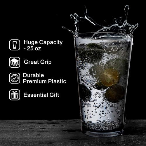 16 oz Unbreakable Plastic Drinking Glasses, Shatterproof Tumbler Set of 6