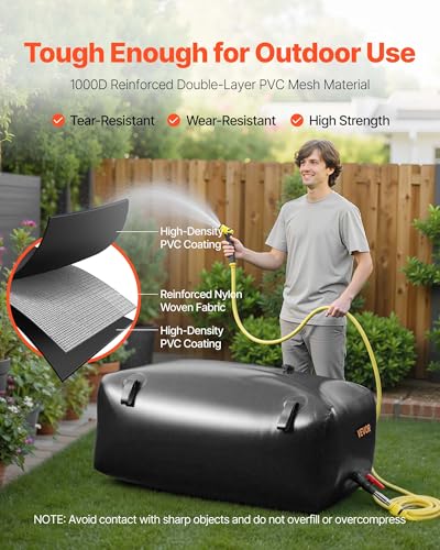 87.2 Gal Collapsible Water Storage Bladder, Wear-Resistant PVC Tank