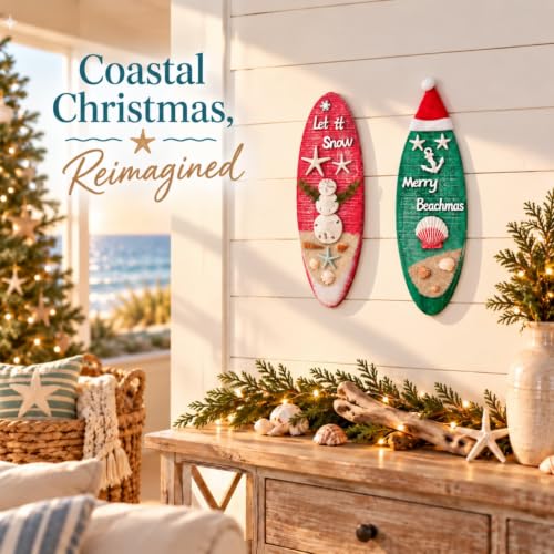 Pechpell 2-Piece Coastal Beach Christmas Wall Art Set