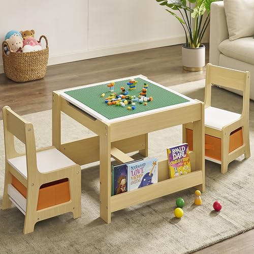 3-in-1 Kids Activity Table and Chair Set with Storage for Toddlers