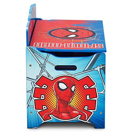 Wooden Superhero Toy Box with Safety Lid, Kids Storage Chest