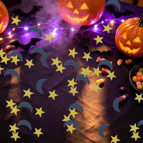 Gold & Dark Blue Moon Star Confetti for Party Decorations - 200pcs
