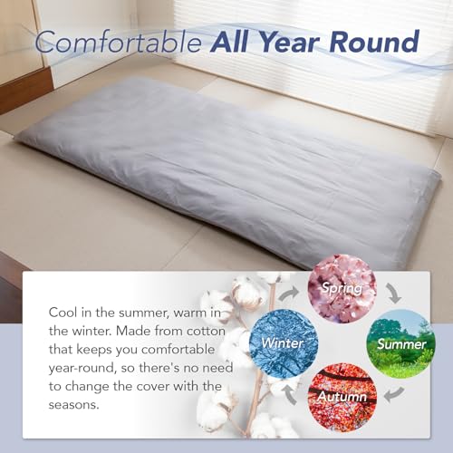 Japanese Cotton Zippered Cover for Twin Futon Mattress - White