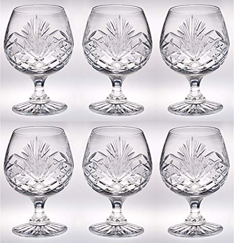 Barski Crystal Brandy Snifter Glasses Set of 6 - Elegant European Crystal Drinkware