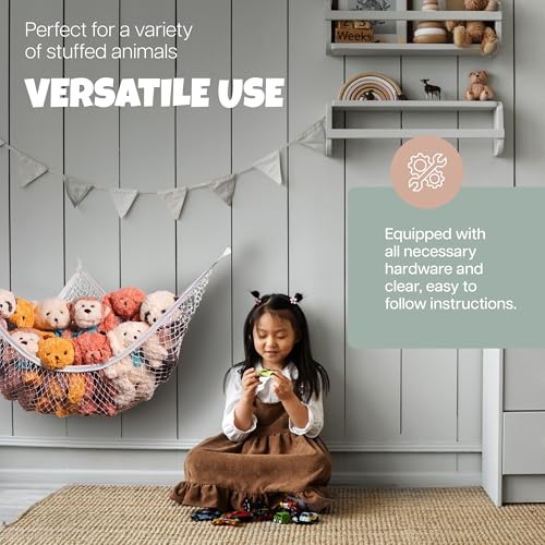 Stuffed Animal Hammock 2-Pack - Corner Mesh Toy Organizer for Kids Room