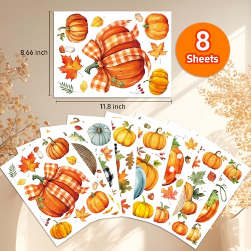 Fall Window Clings - 110pc Autumn Pumpkin & Maple Leaf Decal Set