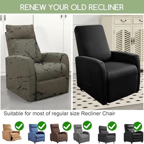 Small Recliner Chair Covers - 4 Piece Stretch Washable Slipcover