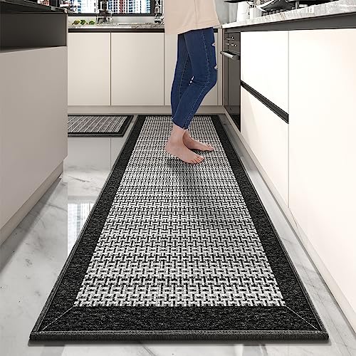 2-Piece Kitchen Runner Rug and Mat Set, Non-Slip Washable Floor Mats