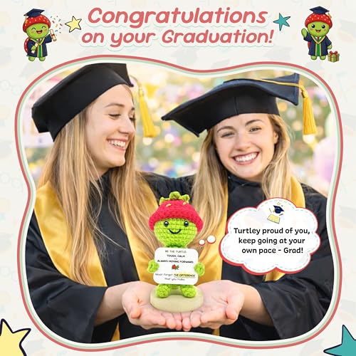 Handmade Positive Crochet Turtle Emotional Support Plush with Message Card