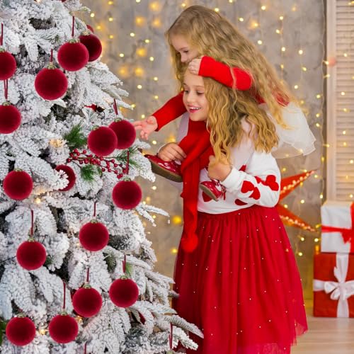 Hoslipoper Red Velvet Christmas Ornaments Set of 15 - Holiday Tree Decorations