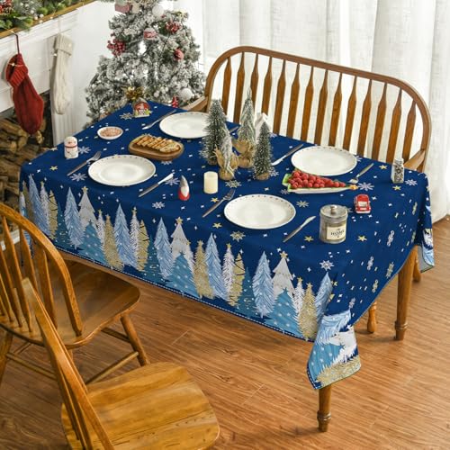 Horaldaily Christmas Tablecloth 60 x 104 Inch Blue Grey – Rectangular 60"x104"