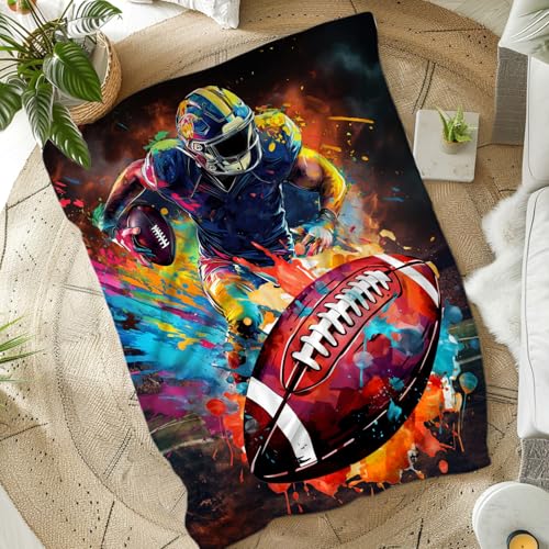 Homexzdiy Brown Kids Blanket 50x60 Inches Cozy Football Throw for Teens & Boys