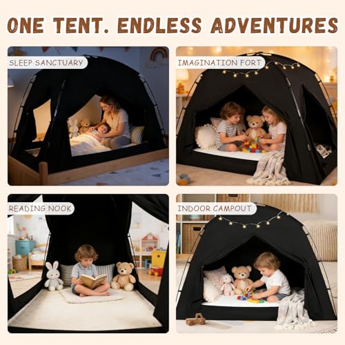 Indoor Blackout Bed Tent Privacy Canopy for Twin & Full Beds - 3 Doors