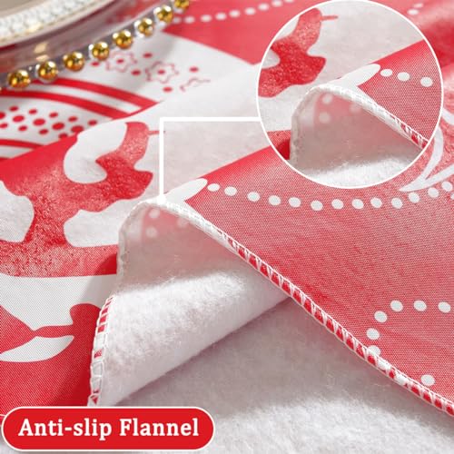 Christmas Vinyl Tablecloth 52x70 Rectangle - Waterproof, Flannel Back Red