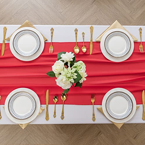 12Pack 10ft Red Chiffon Table Runners 29x120 Inches for Weddings & Parties