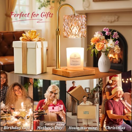 Dimmable Candle Warmer Lamp with Timer - Vintage Amber Glass