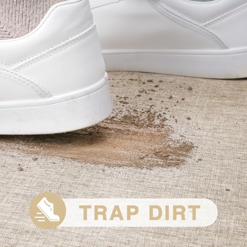 Ultra-Thin Indoor Door Mat 17" x 29" - Non-Slip Khaki Dirt Trapper Rug