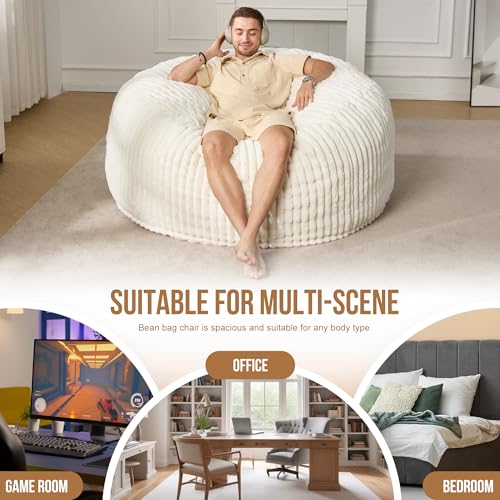Oversized 6ft Memory Foam Bean Bag Chair with Washable Fluffy Cover
