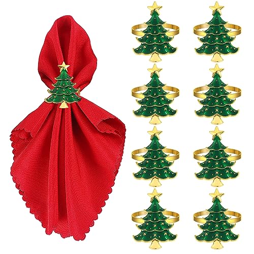 Emivery Set of 8 Christmas Tree Metal Napkin Rings Holiday Table Decor