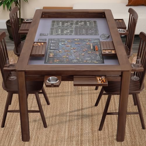 63-Inch Solid Wood Board Game Table with Dining Top and Game Vault