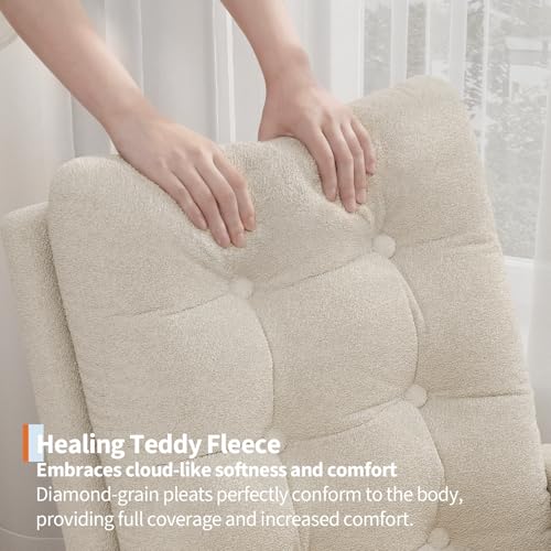 Nursery Rocking Chair with Adjustable Footrest and Teddy Fleece Upholstery