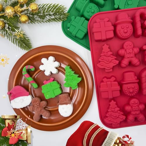 Christmas Silicone Mold 2PCS for Chocolates, Candies, Cookies & Crafts