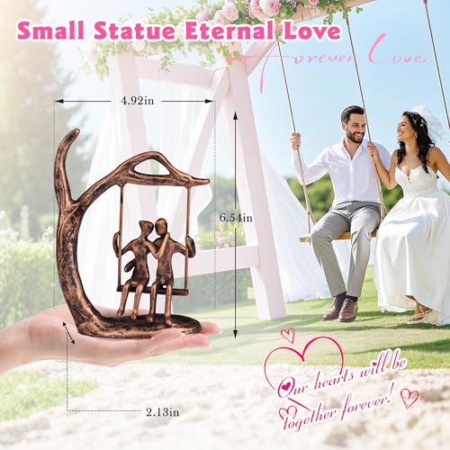 Romantic Couple Statue Anniversary Gift, Iron Sculpture Decor for Couples