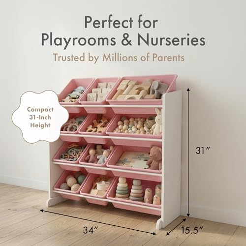 Kids Toy Organizer with 12 Removable Bins, 4-Tier Storage Shelf