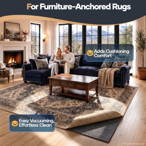 Felt Rug Pad 9x12 Ft, 1/4 Inch Thick Dense Carpet Underlay for Hard Floors