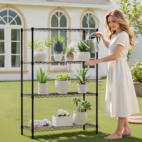 4-Tier Wire Shelf 36" x 14" x 54" Black Heavy-Duty Storage Rack