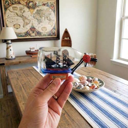 5-Inch Ship in a Bottle Nautical Model - Handmade Decorative Ornament