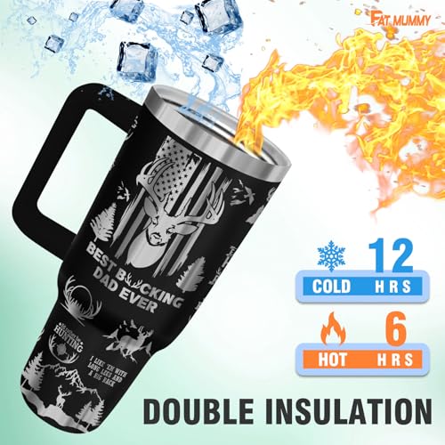 40oz Deer Hunting Tumbler with Handle – Funny Gift for Dad, Outdoorsman