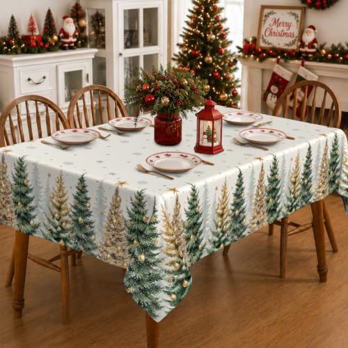 Christmas Tablecloth Tree Snowflake Rectangular 60x120 Inch Xmas Decor