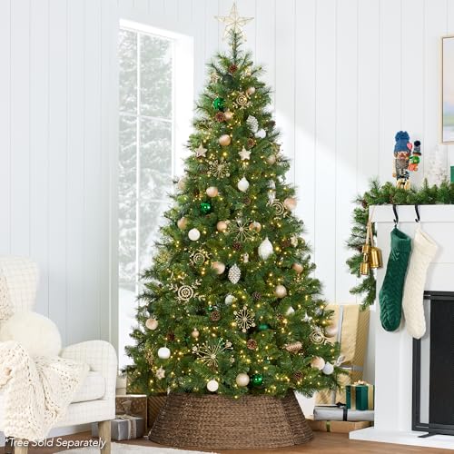 42-Inch Woven Hyacinth Christmas Tree Collar - 4-Piece Rattan Tree Skirt