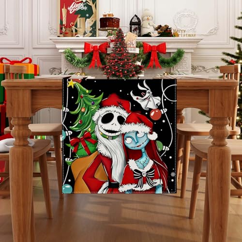 Jiudungs Christmas Table Runner, Xmas Holiday Decorations for Home