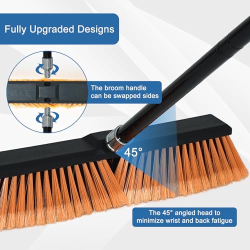18-Inch Heavy-Duty Outdoor Push Broom with 60-Inch Long Handle