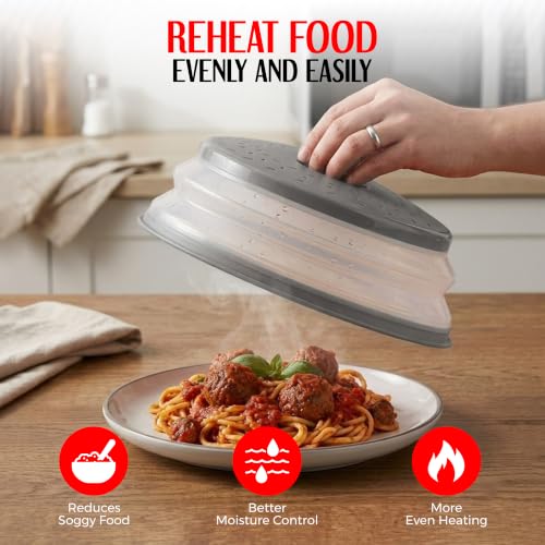 Collapsible Silicone Microwave Splatter Cover - 10.5 Inch (2 Pack)