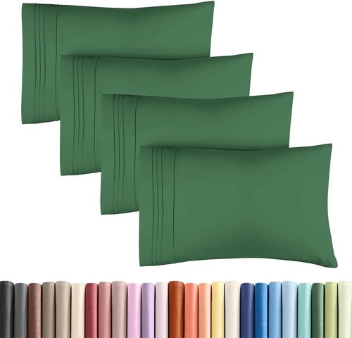 King Standard Pillow Cases - Soft Hotel Quality Pillowcase Covers | 4-Piece Set in Emerald Green - Machine Washable
